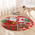 Canadian Christmas Round Carpet A Merry Xmas Santa and Funny Moose