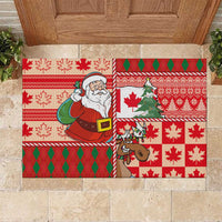 Canadian Christmas Rubber Doormat A Merry Xmas Santa and Funny Moose - Wonder Print Shop