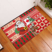 Canadian Christmas Rubber Doormat A Merry Xmas Santa and Funny Moose - Wonder Print Shop