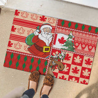 Canadian Christmas Rubber Doormat A Merry Xmas Santa and Funny Moose - Wonder Print Shop