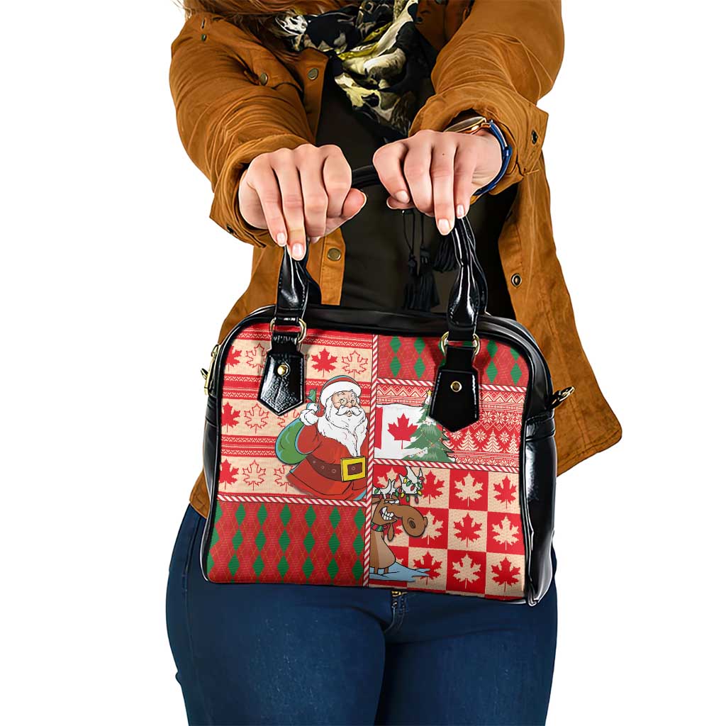 Canadian Christmas Shoulder Handbag A Merry Xmas Santa and Funny Moose