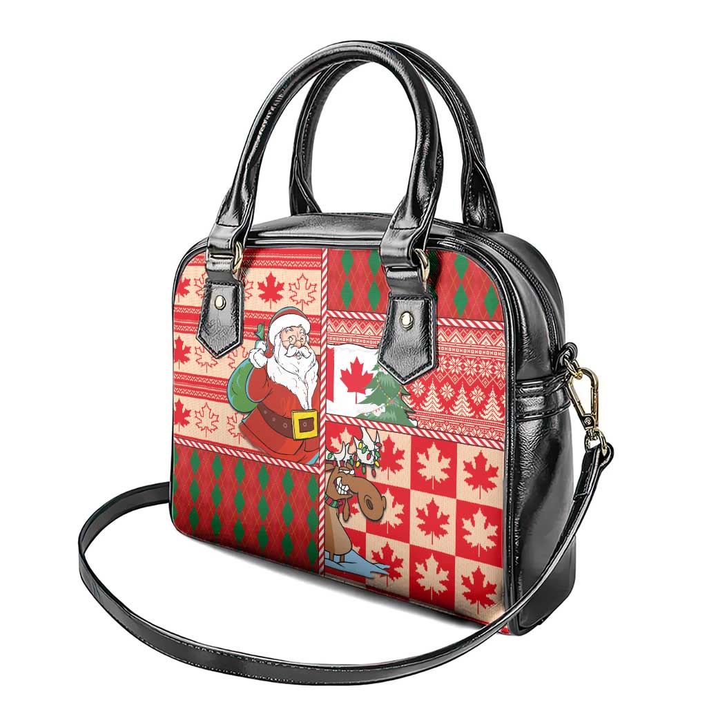 Canadian Christmas Shoulder Handbag A Merry Xmas Santa and Funny Moose