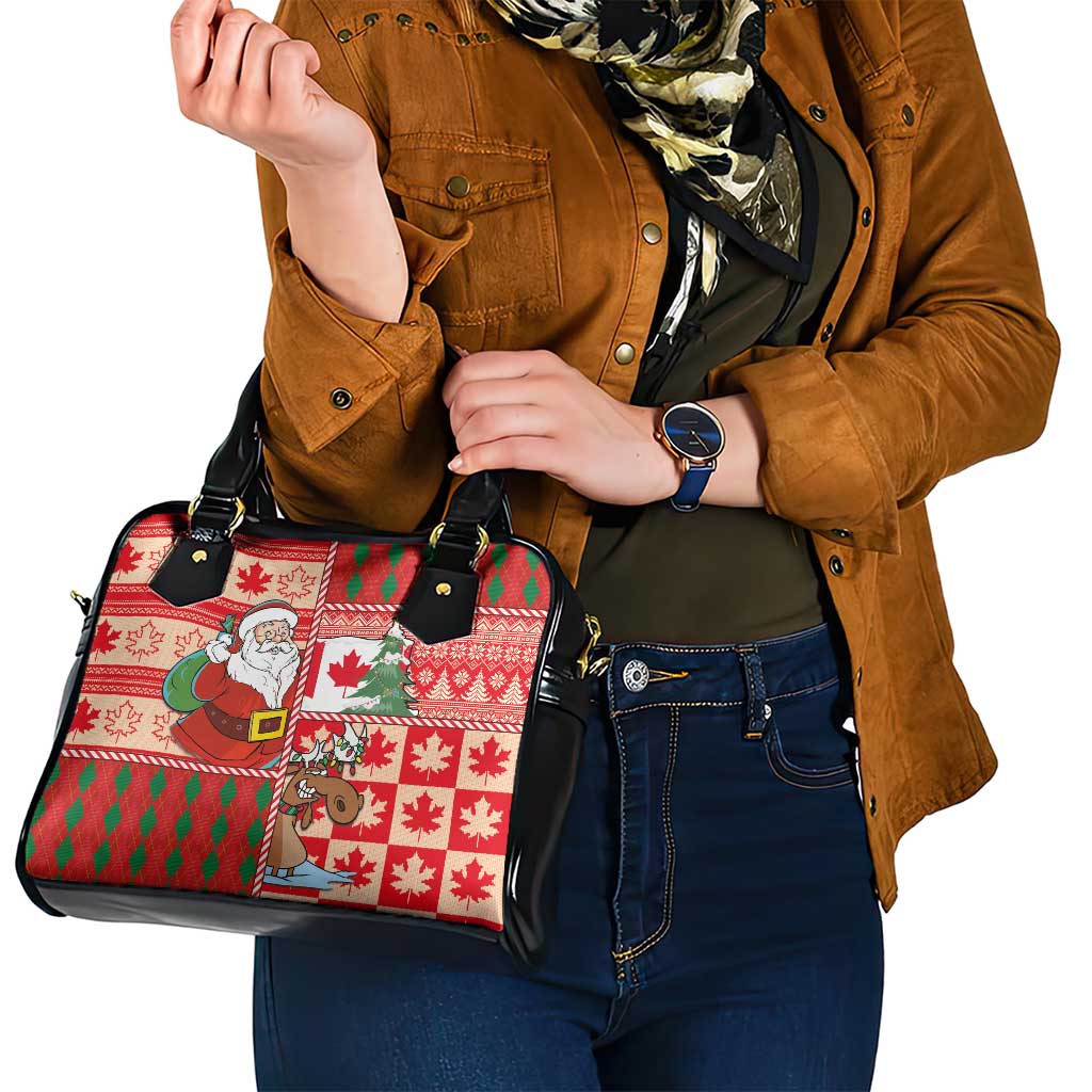 Canadian Christmas Shoulder Handbag A Merry Xmas Santa and Funny Moose