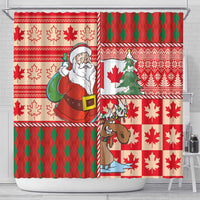 Canadian Christmas Shower Curtain A Merry Xmas Santa and Funny Moose