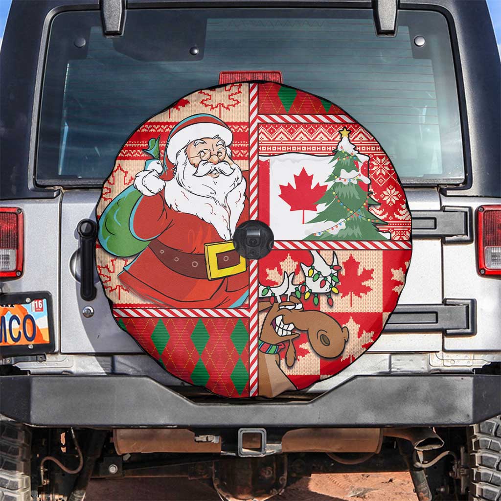 Canadian Christmas Spare Tire Cover A Merry Xmas Santa and Funny Moose - Wonder Print Shop