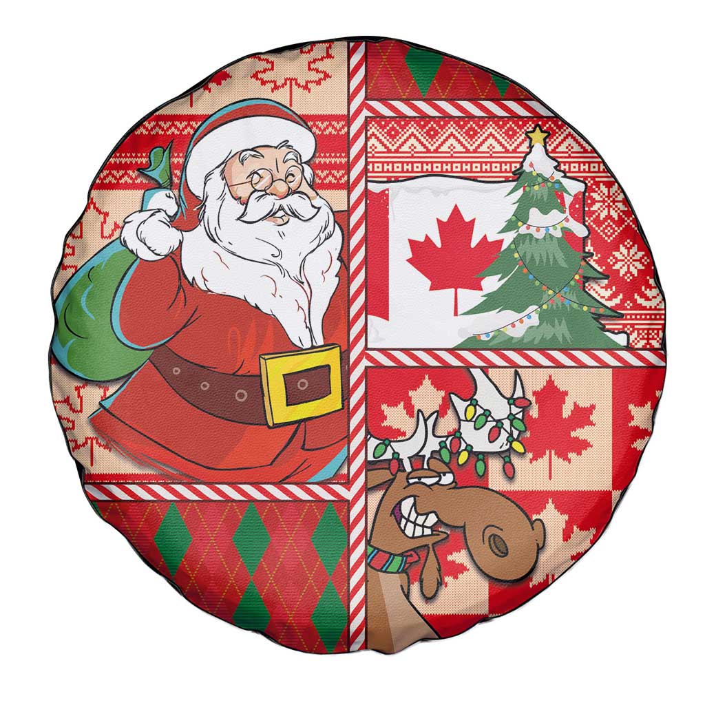 Canadian Christmas Spare Tire Cover A Merry Xmas Santa and Funny Moose - Wonder Print Shop