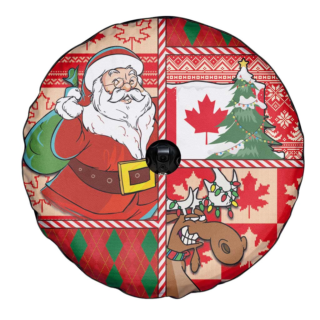 Canadian Christmas Spare Tire Cover A Merry Xmas Santa and Funny Moose - Wonder Print Shop
