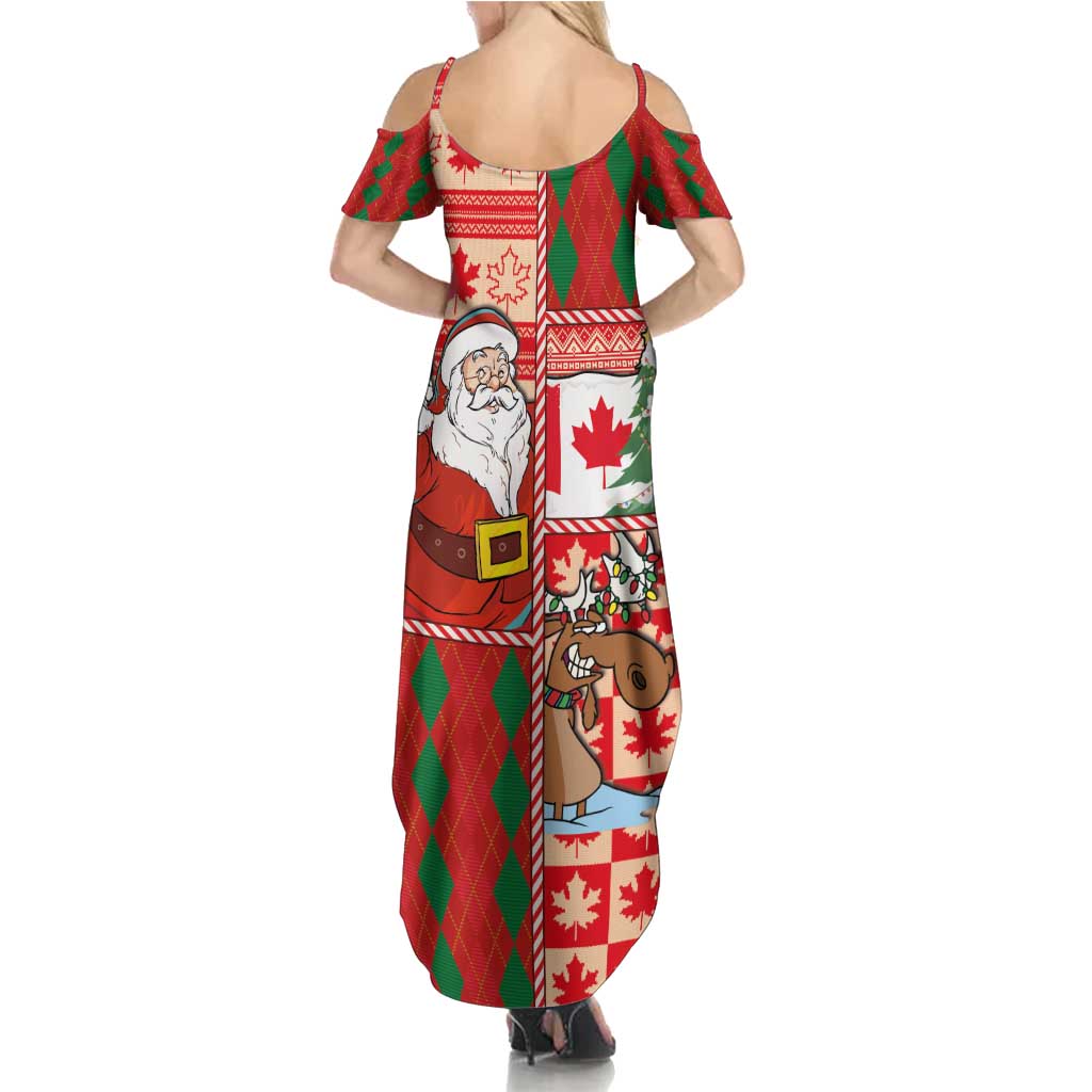 Canadian Christmas Summer Maxi Dress A Merry Xmas Santa and Funny Moose - Wonder Print Shop