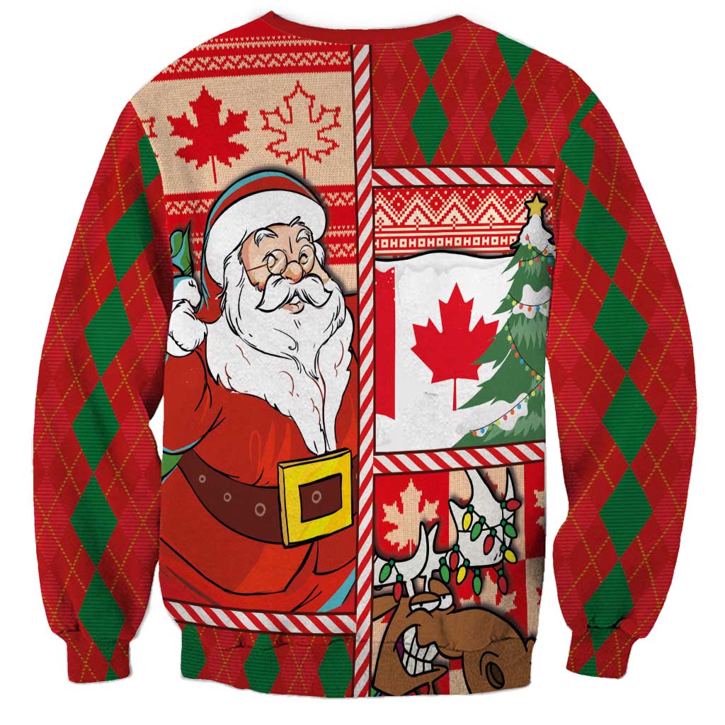 Canadian Christmas Sweatshirt A Merry Xmas Santa and Funny Moose - Wonder Print Shop
