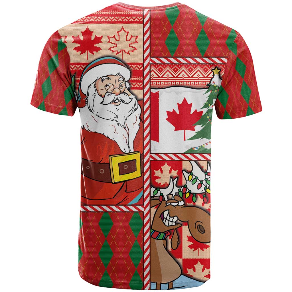 Canadian Christmas T Shirt A Merry Xmas Santa and Funny Moose - Wonder Print Shop