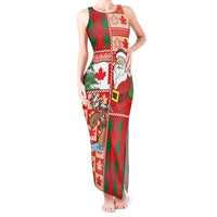 Canadian Christmas Tank Maxi Dress A Merry Xmas Santa and Funny Moose - Wonder Print Shop