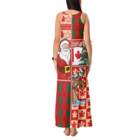 Canadian Christmas Tank Maxi Dress A Merry Xmas Santa and Funny Moose - Wonder Print Shop