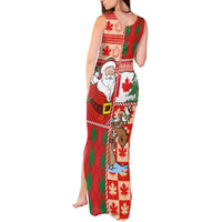 Canadian Christmas Tank Maxi Dress A Merry Xmas Santa and Funny Moose - Wonder Print Shop