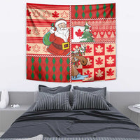 Canadian Christmas Tapestry A Merry Xmas Santa and Funny Moose - Wonder Print Shop