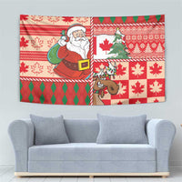 Canadian Christmas Tapestry A Merry Xmas Santa and Funny Moose - Wonder Print Shop