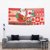 Canadian Christmas Tapestry A Merry Xmas Santa and Funny Moose - Wonder Print Shop