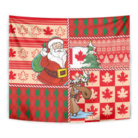 Canadian Christmas Tapestry A Merry Xmas Santa and Funny Moose - Wonder Print Shop
