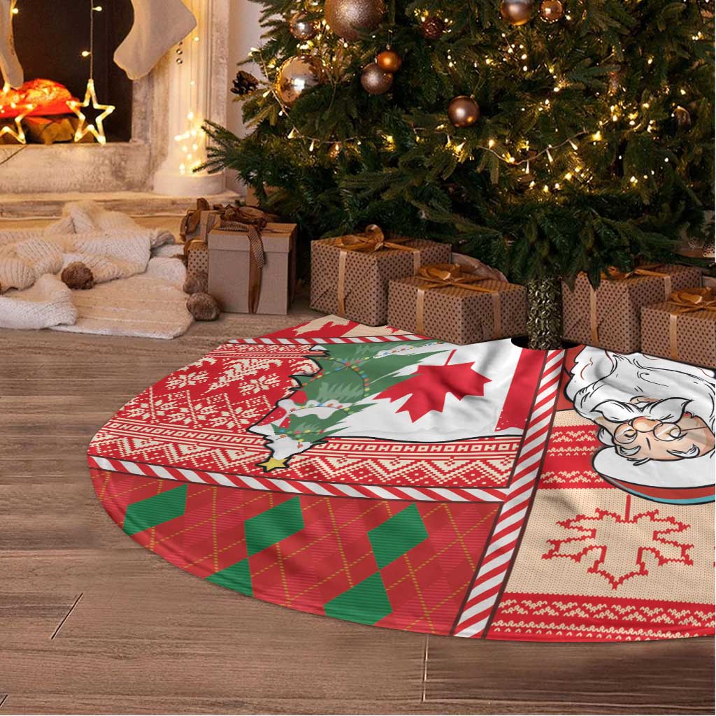 Canadian Christmas Tree Skirt A Merry Xmas Santa and Funny Moose - Wonder Print Shop