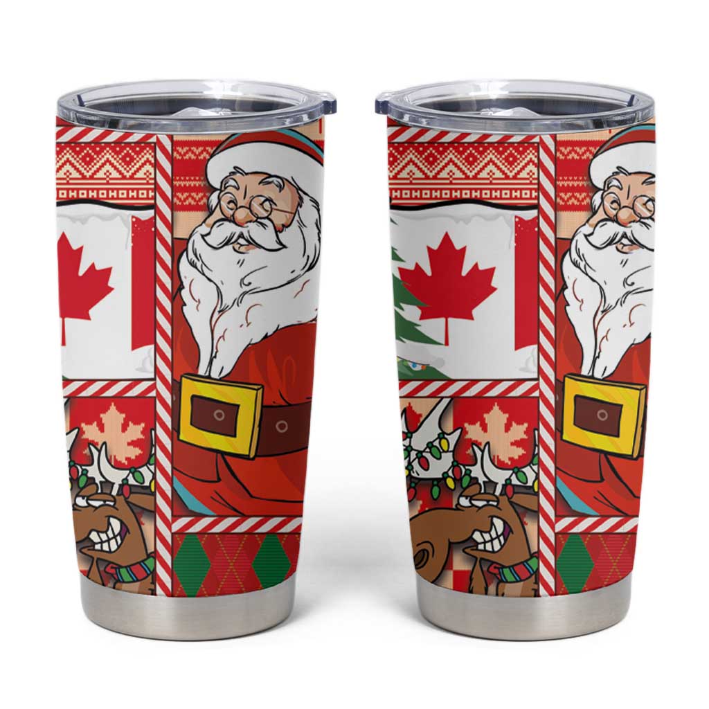 Canadian Christmas Tumbler Cup A Merry Xmas Santa and Funny Moose - Wonder Print Shop