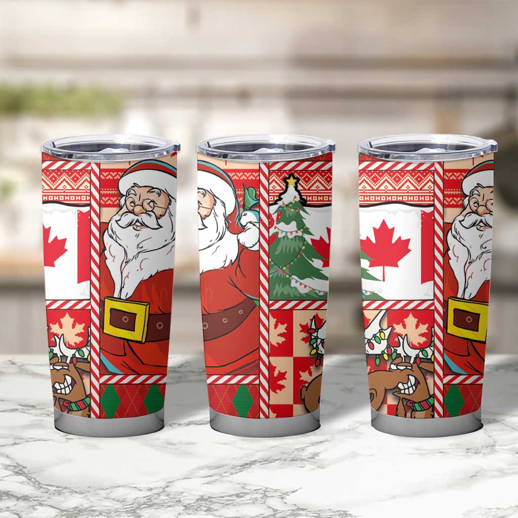 Canadian Christmas Tumbler Cup A Merry Xmas Santa and Funny Moose - Wonder Print Shop