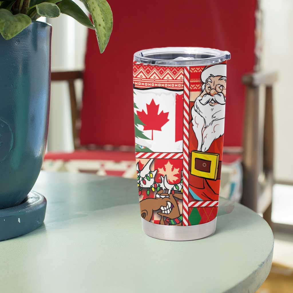 Canadian Christmas Tumbler Cup A Merry Xmas Santa and Funny Moose - Wonder Print Shop