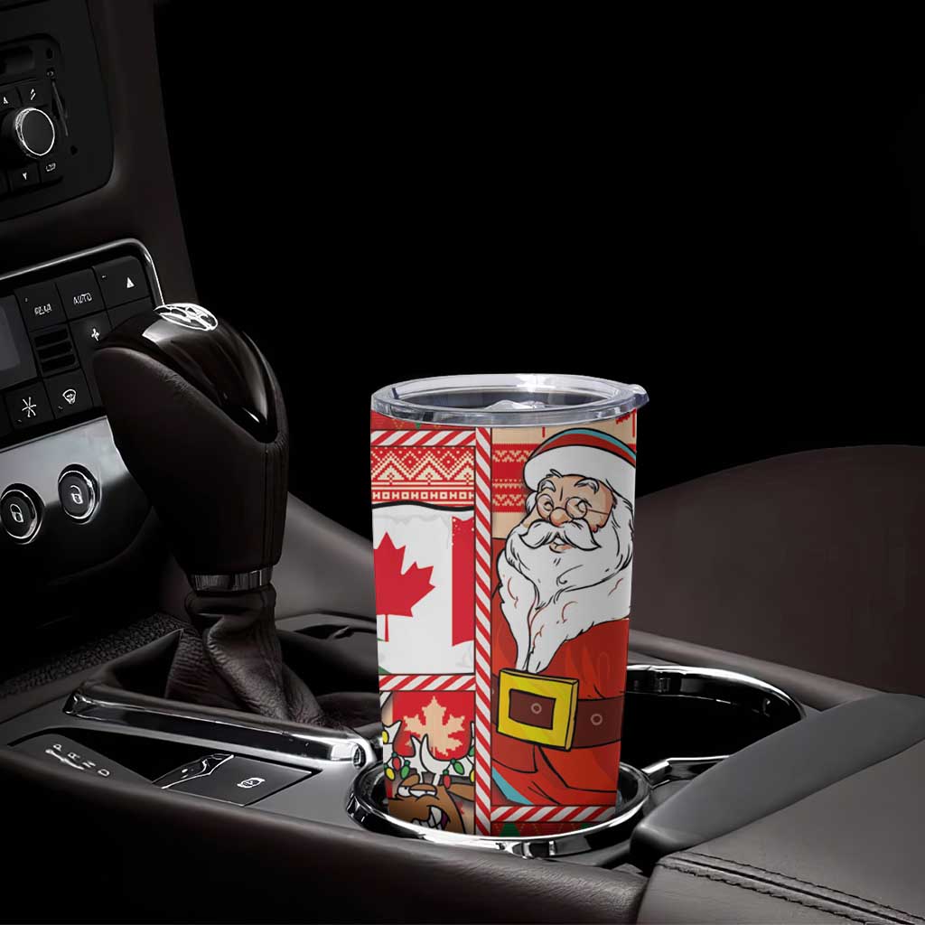 Canadian Christmas Tumbler Cup A Merry Xmas Santa and Funny Moose - Wonder Print Shop