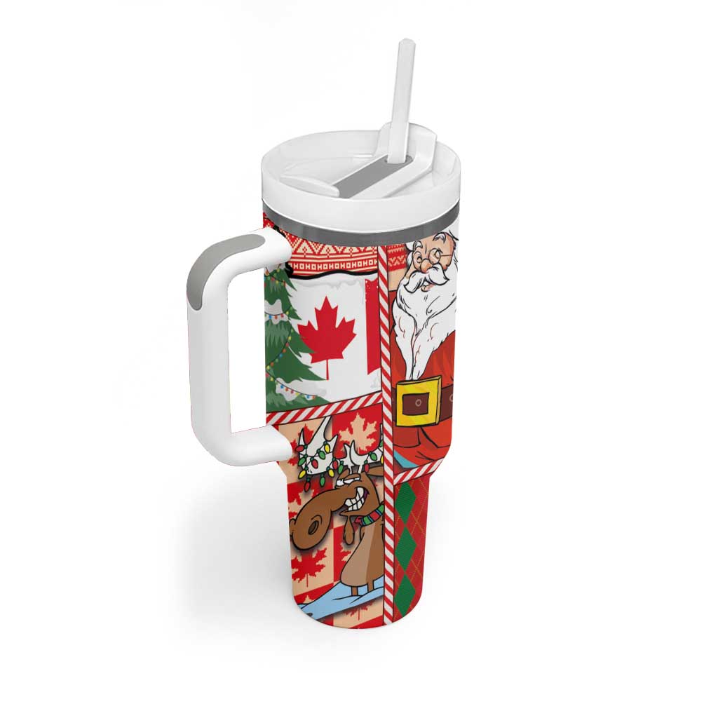 Canadian Christmas Tumbler With Handle A Merry Xmas Santa and Funny Moose - Wonder Print Shop