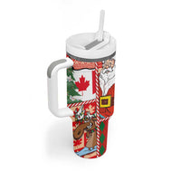 Canadian Christmas Tumbler With Handle A Merry Xmas Santa and Funny Moose - Wonder Print Shop