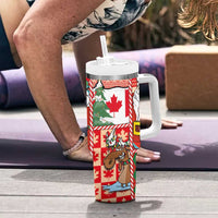 Canadian Christmas Tumbler With Handle A Merry Xmas Santa and Funny Moose - Wonder Print Shop