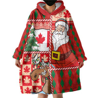 Canadian Christmas Wearable Blanket Hoodie A Merry Xmas Santa and Funny Moose - Wonder Print Shop