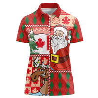 Canadian Christmas Women Polo Shirt A Merry Xmas Santa and Funny Moose - Wonder Print Shop