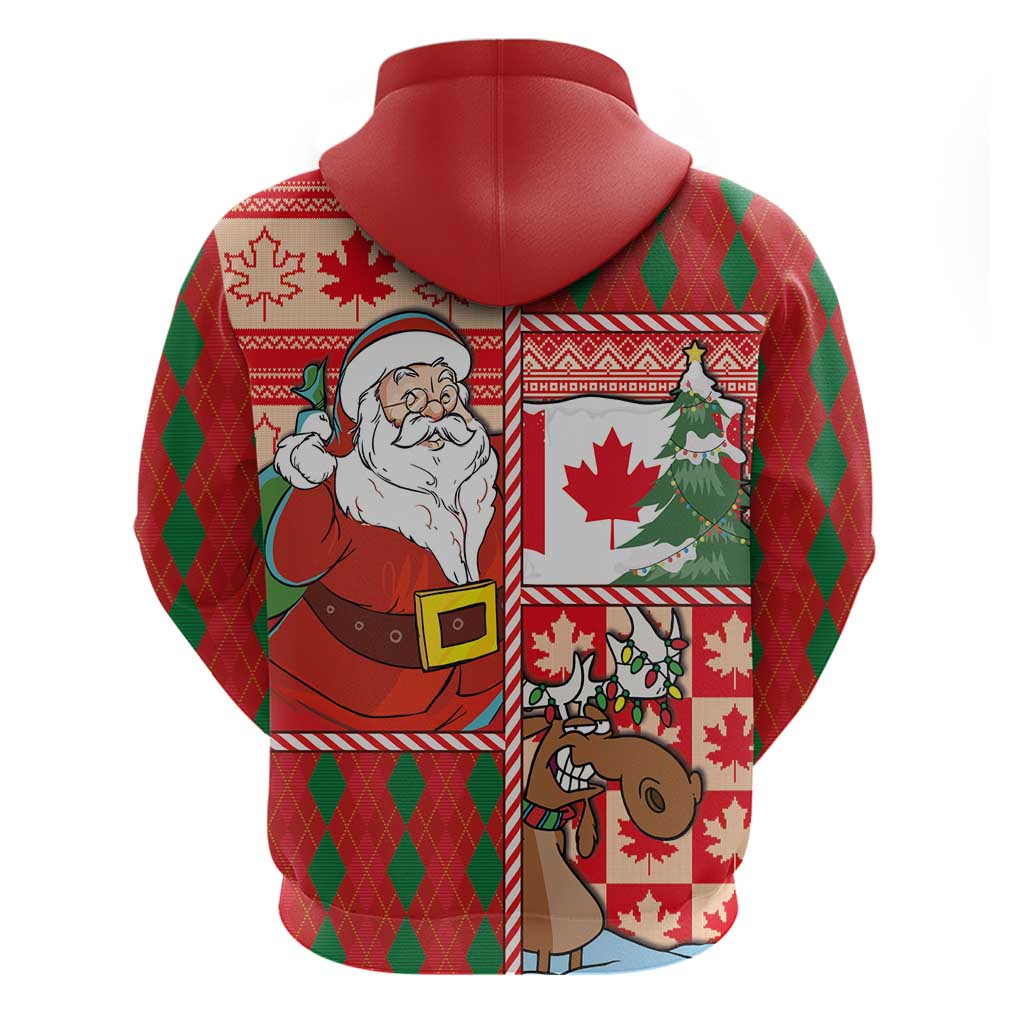 Canadian Christmas Zip Hoodie A Merry Xmas Santa and Funny Moose - Wonder Print Shop