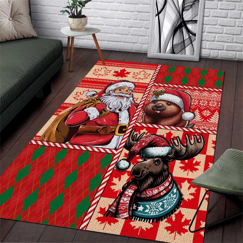 Canadian Christmas Area Rug Santa Hoho Holiday - A Beaver and Moose - Wonder Print Shop