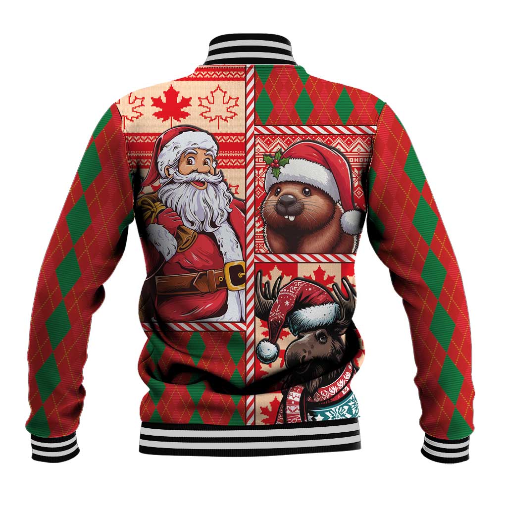 Canadian Christmas Baseball Jacket Santa Hoho Holiday - A Beaver and Moose - Wonder Print Shop