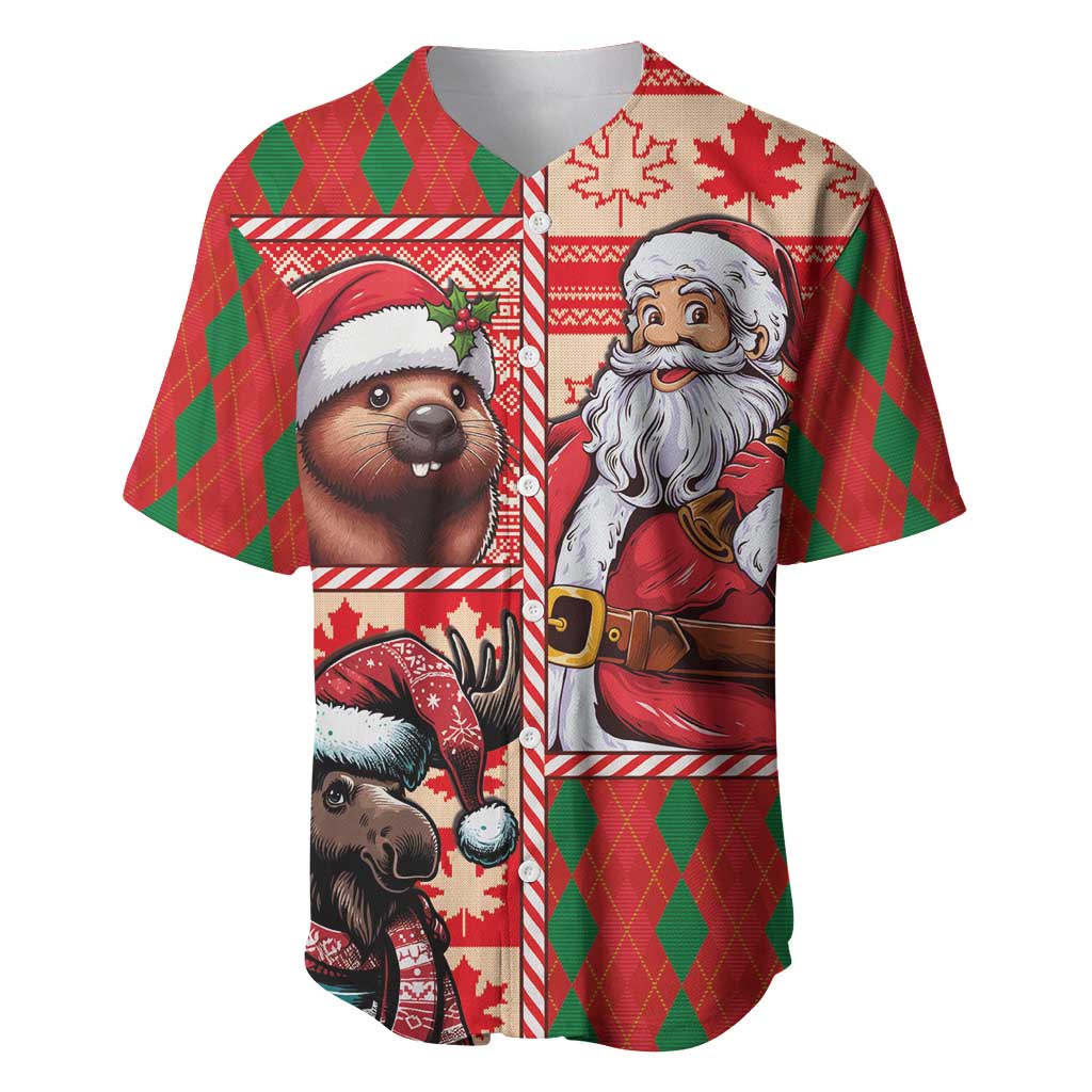 Canadian Christmas Baseball Jersey Santa Hoho Holiday - A Beaver and Moose - Wonder Print Shop