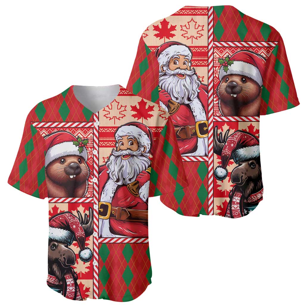 Canadian Christmas Baseball Jersey Santa Hoho Holiday - A Beaver and Moose - Wonder Print Shop