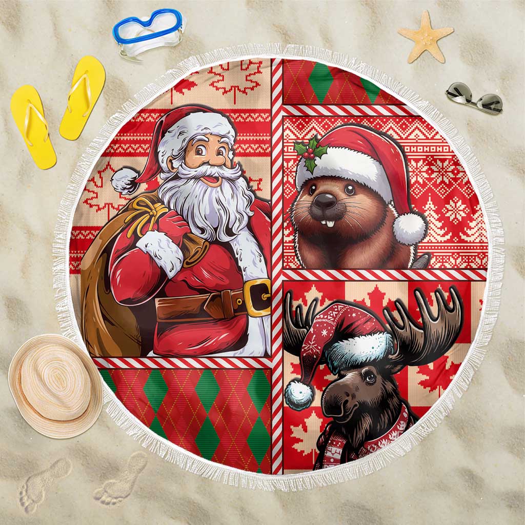 Canadian Christmas Beach Blanket Santa Hoho Holiday - A Beaver and Moose - Wonder Print Shop