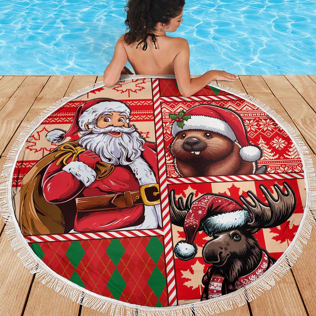 Canadian Christmas Beach Blanket Santa Hoho Holiday - A Beaver and Moose - Wonder Print Shop