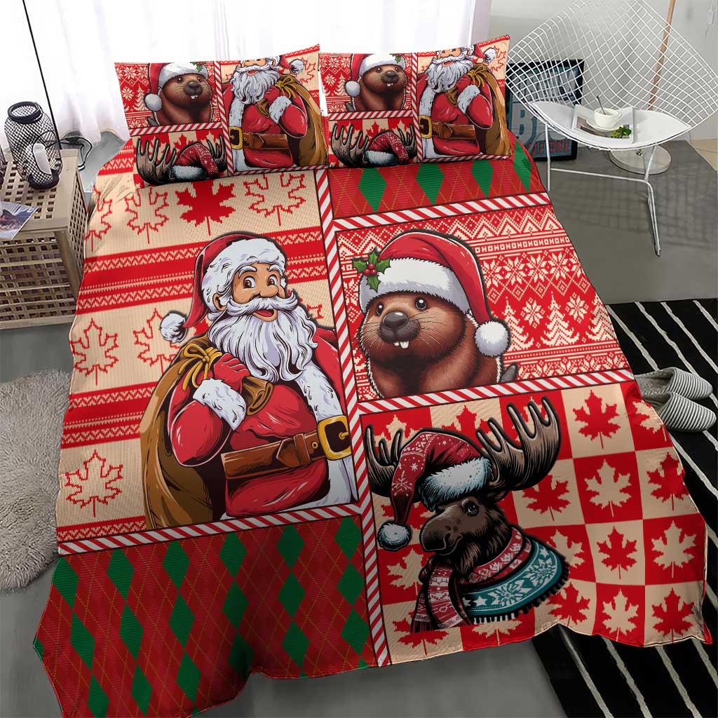 Canadian Christmas Bedding Set Santa Hoho Holiday - A Beaver and Moose - Wonder Print Shop