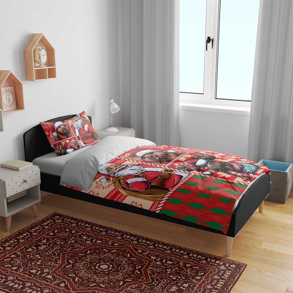 Canadian Christmas Bedding Set Santa Hoho Holiday - A Beaver and Moose - Wonder Print Shop