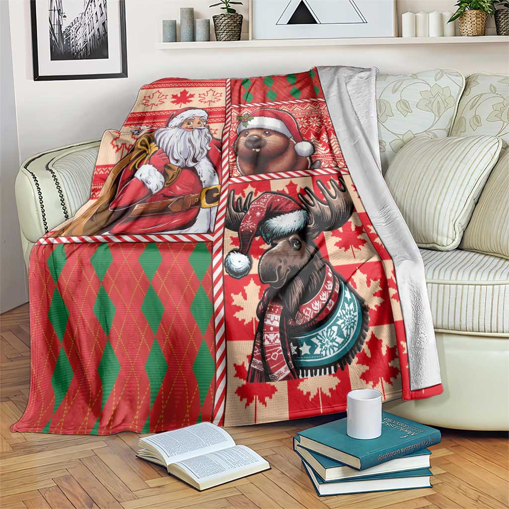 Canadian Christmas Blanket Santa Hoho Holiday - A Beaver and Moose