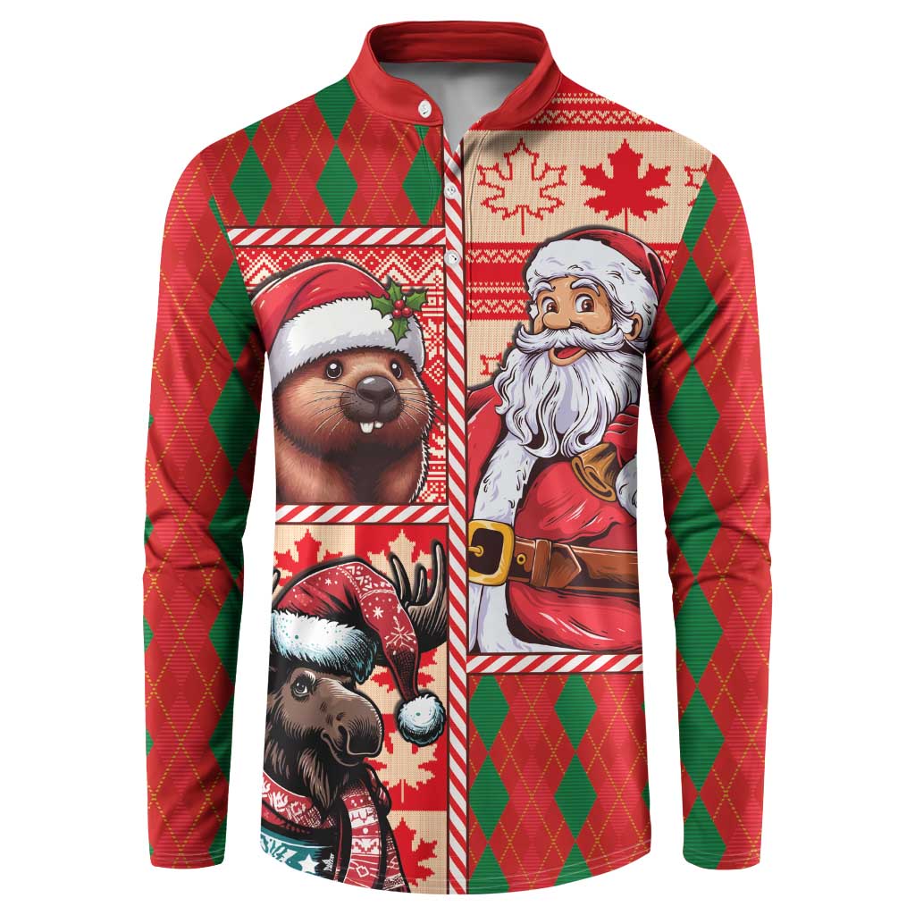 Canadian Christmas Button Sweatshirt Santa Hoho Holiday - A Beaver and Moose - Wonder Print Shop