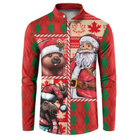 Canadian Christmas Button Sweatshirt Santa Hoho Holiday - A Beaver and Moose - Wonder Print Shop