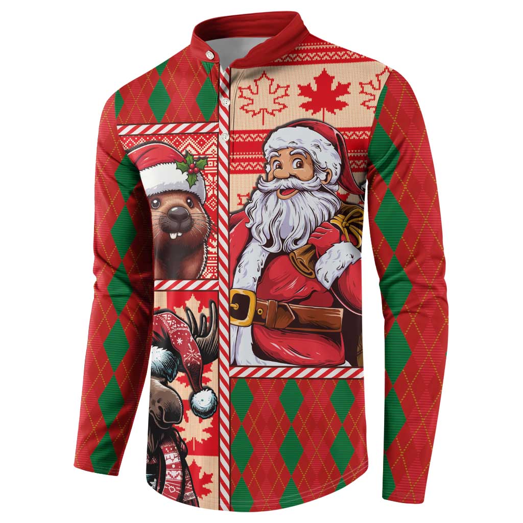 Canadian Christmas Button Sweatshirt Santa Hoho Holiday - A Beaver and Moose - Wonder Print Shop