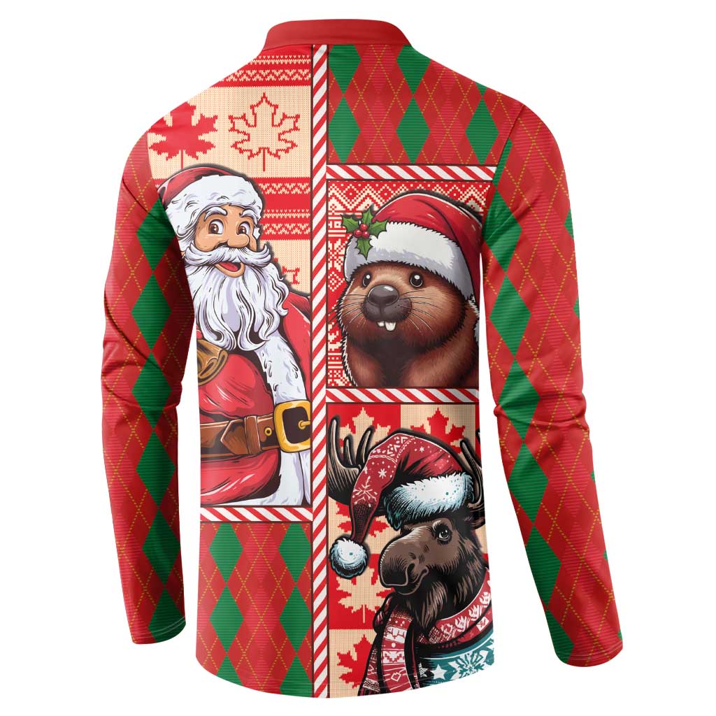 Canadian Christmas Button Sweatshirt Santa Hoho Holiday - A Beaver and Moose - Wonder Print Shop