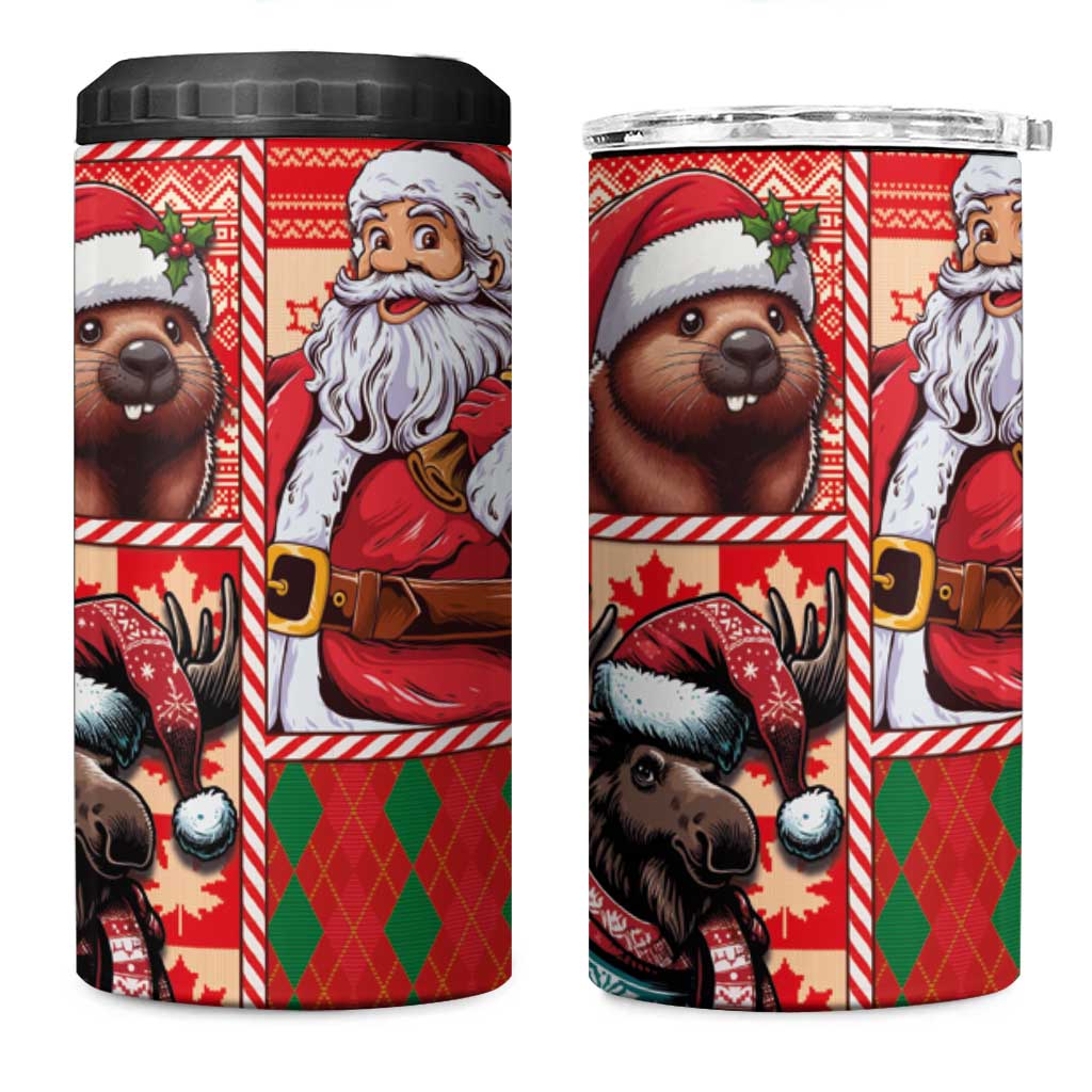 Canadian Christmas 4 in 1 Can Cooler Tumbler Santa Hoho Holiday - A Beaver and Moose - Wonder Print Shop