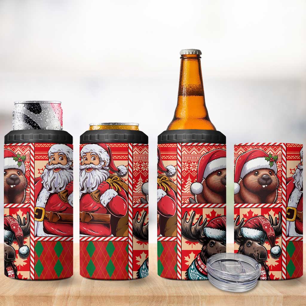 Canadian Christmas 4 in 1 Can Cooler Tumbler Santa Hoho Holiday - A Beaver and Moose - Wonder Print Shop
