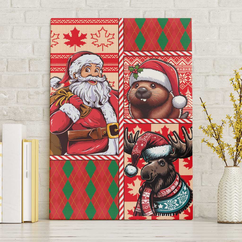 Canadian Christmas Canvas Wall Art Santa Hoho Holiday - A Beaver and Moose - Wonder Print Shop