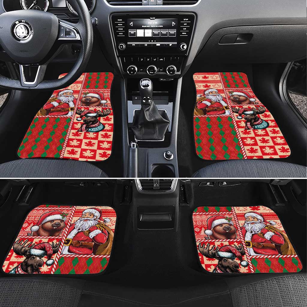 Canadian Christmas Car Mats Santa Hoho Holiday - A Beaver and Moose - Wonder Print Shop