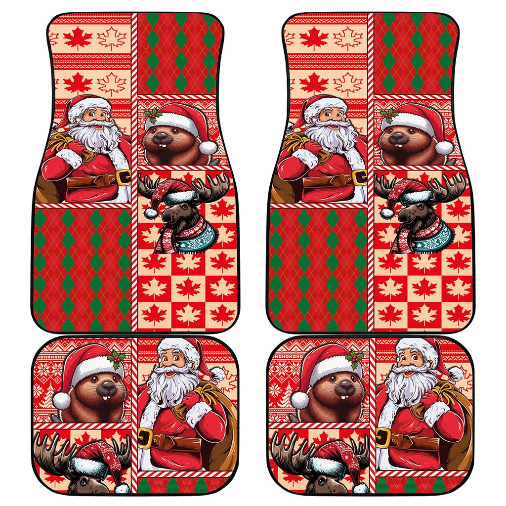 Canadian Christmas Car Mats Santa Hoho Holiday - A Beaver and Moose - Wonder Print Shop